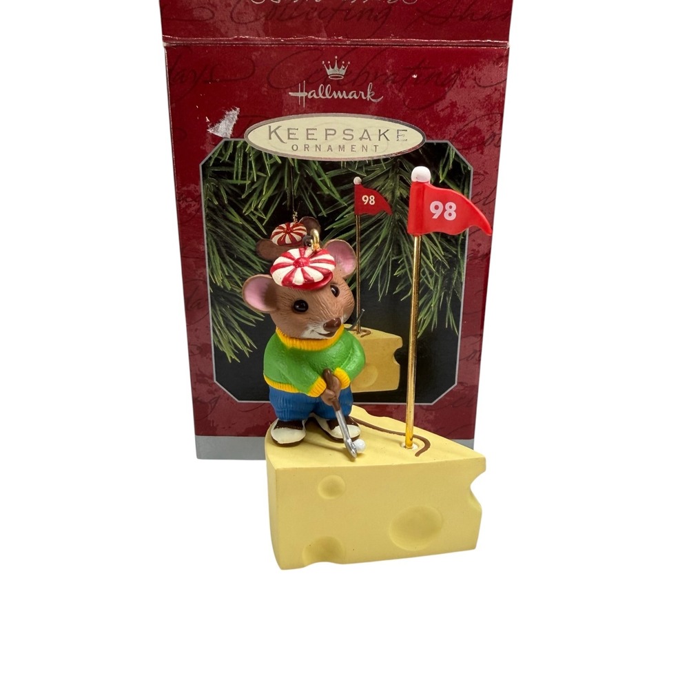 Hallmark Keepsake Ornament Puttin Around 1998 Golfers Golfing Mouse Christmas